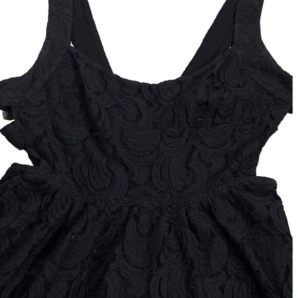 Free People Dress Womens 6 Black Lace V Back Sleeveless Mini TURN TIME BACK Y2K - Picture 10 of 16